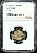 5 ZŁ 2016, KSIĘŻY MŁYN W ŁODZI NGC MS67 #39