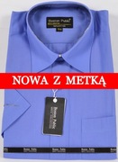 Koszula męska niebieska na krótki rękaw kołnierzyk 39/40
