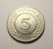 Jugosławia 5 dinara 1970 FAO ŁADNA!