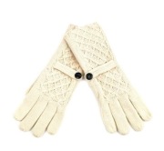 Wełniane Rękawiczki z Ozdobnym Guzikiem (kamyk) kremowa biel