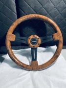 Retro kierownica 14” drewno orzech uniwersalna do auta