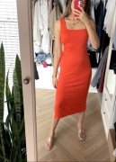 Sinsay asymetryczna sukienka midi cut off wycięcia Zara midi stradivarius