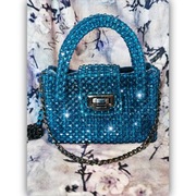 Torebka z koralików turkusowa- kuferek handmade, elegancka torebka MM-ART