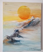 Akryl słońce i góry