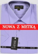 Koszula męska fioletowa na krótki rękaw kołnierzyk 40/41