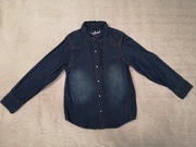 Granatowa elegancka przecierana koszula jeansowa Rebel 134 jak nowa