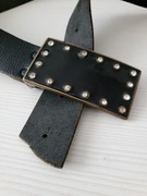 Pasek vintage metalowa klamra lakierowana z cyrkonią 