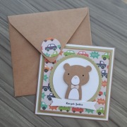 Personalizowana kartka na roczek, 2, 3 urodziny z misiem