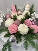 flower box świąteczny bukiet świec