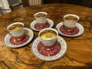 Zestaw 4 porcelanowych filiżanek JSK Czech Republic – ręcznie złocone