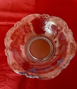 Szklana, błękitna misa na owoce, sałatki, Vintage