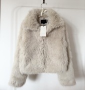 ZARA Krótki płaszcz ze sztucznego futerka XS futro