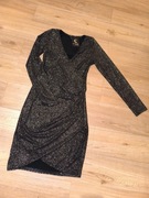 Elegancka brokatowa sukienka mini  w kolorze czarnym na sylwestra