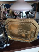 Mosiężna taca orientalna ręcznie grawerowana