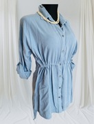 Sukienka tunika koszula szmizjerka ściągacz podwijane rękawy M jeansowa