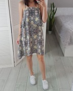 Atmosphere wzorzysta sukienka na ramiączkach asymetryczna mini żółta 36 S