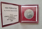 Moneta 100 forintów z 1984 roku. Etui