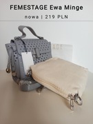 Femestage torebka szarą listonoszka mała ażurową popielata Ewa Minge