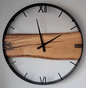 Dębowy zegar ścienny 60cm naturalne drewno. Loft, Rękodzieło Prezent