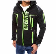 Kurtka softshell męska z kapturem czarno-zielona OZONEE JS/HH025/1