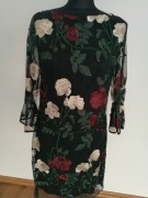 Sukienka S M Haft Czarna Wieczorowa Róża Elastyczna