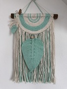 Mała makrama kremowo - kremowo turkusowa