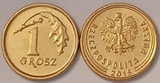 1 gr grosz 2015r. x 2 szt. mennicze z woreczka