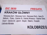 Tablica kierunkowa kolejowa KOŁOBRZEG - KRAKÓW 30X20 cm