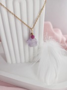 Naszyjnik surowy ametyst rubin złota stal