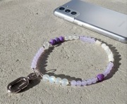 Biżuteryjna smycz do telefonu Agat kwasowany, Kamień Księżycowy Mattè Prism