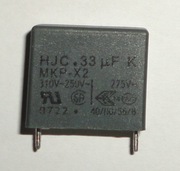 HJC Kondensator foliowy MKP 0,33uF 330nF X2 275V AC . Raster 16mm.