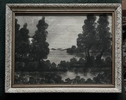 Nokturn - rysunek węglem - sygnowany - Polska 1977r