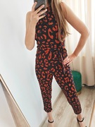 Kombinezon damski długi w panterkę cętki czarny brązowy Wallis S