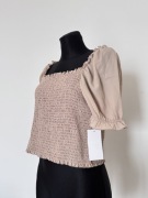 Krótki top bluzka z bufiastymi rękawami rozmiar 46