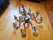 Stylowy, srebrny żyrandol metalowy