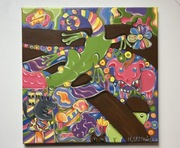 OBRAZ RĘCZNIE MALOWANY AKRYL 40x40cm