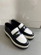 Skórzane białe czarne loafers mokasyny na platformie GEOX roz. 38