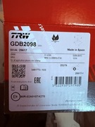 KLOCKI HAMULCOWE PRZÓD TRW GDB2098