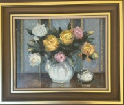 Obraz ,,Martwa natura z zegarem'' Kazimierz Bać 32x39