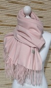 Piękny szal 50%kaszmir 50% wełna duży rozmiar 200x70 cm pudrowy róż