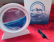 Obrotowa Lampa LED Sand Art Ruchomy Piasek NOWA Niebieska Prezent