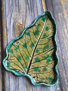 Ceramiczna podstawka listek, turkus, rękodzieło 