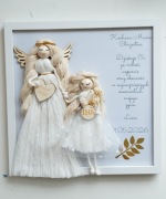 Anioł stróż w ramce, podziękowania, komunia święta, personalizacja, makrama