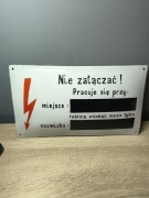 PRL Tablica Ostrzegawcza UNIKAT!!!! EMALIOWANA  GRUBA BLACHA. STAN BDB 