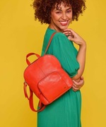 Moshulu skórzany mały plecak miejski pomarańczowy skóra naturalna jak nowy