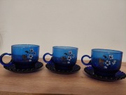 Duo szkło kobaltowe PRL 3kpl