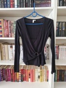 &Other Stories bluzka kopertowa lyocell czarna 36