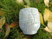 doniczka gipsowa handmade, osłonka na kwiaty, ozdoba do wnętrz