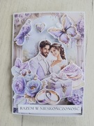 Kartka okolicznościowa na ślub wesele para młoda rękodzieło 