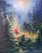 Obraz ręcznie malowany. Oprawiony 40/30 cm